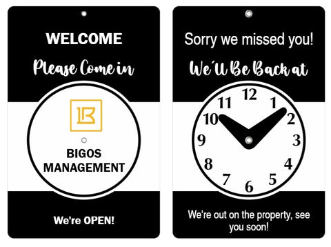 Double Sided Open/Return Sign