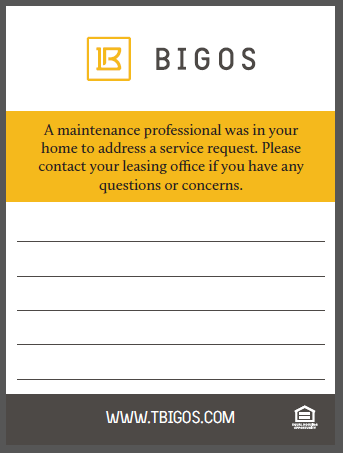 Maintenance Post-it Note – Team Bigos Store